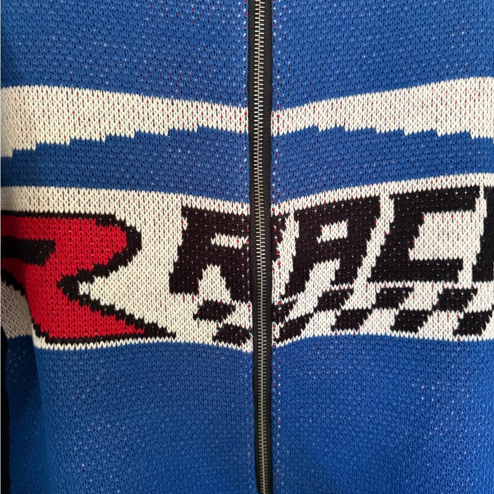 Copper Rivet Men's Racing Blue Zip-Up Knit Sweater, Size Small - Picture 7 of 9